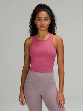 Lululemon Ebb to Street Cropped Racerback Tank Top Pink Lychee